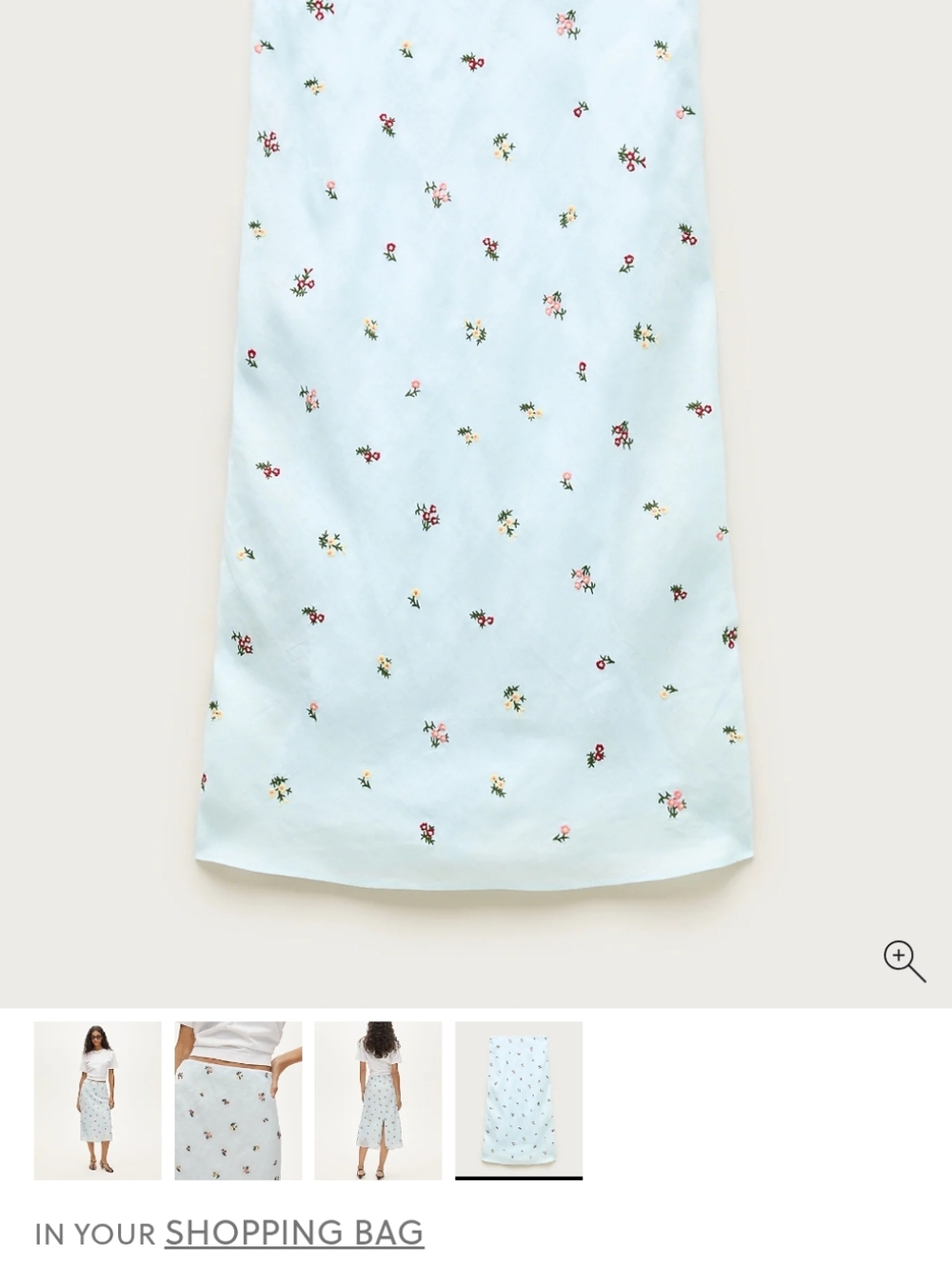 J. Crew Pale Blue Embroidered Midi Slip Skirt (NWT) - Picture 4 of 10